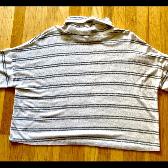Caution to the Wind gray stripe cowlneck top - Picture 6 of 8